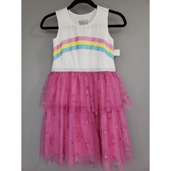 NEW SIZE XL‎ 14/16 - Care Bears Rainbow Tulle Tutu Dress Girls Sleeveless Summer - Picture 1 of 6